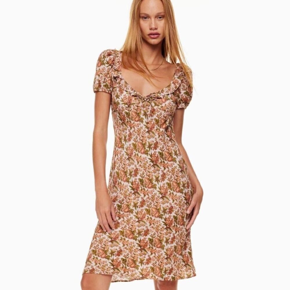 Aritzia Sunday Best Letti Dress Scoop Neck Floral Size XS